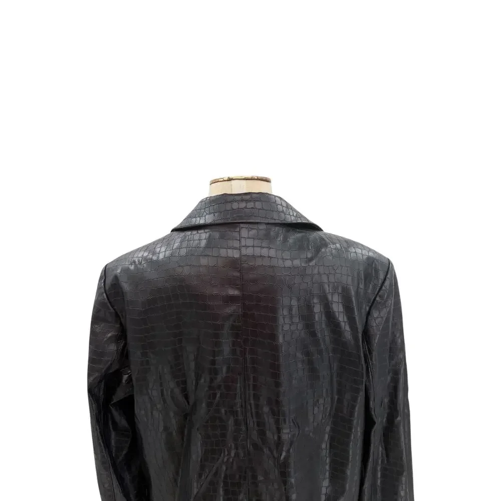 NA-KD Black Faux‎ Croc Oversized Blazer Jacket Reptile Texture EU 36 US 6